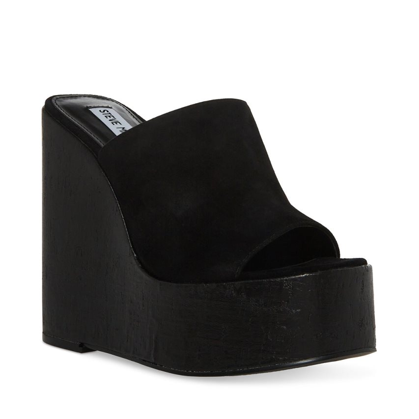 Zapatos Cuña Steve Madden Joanne Gamuza Mujer Negras | ES PD6984